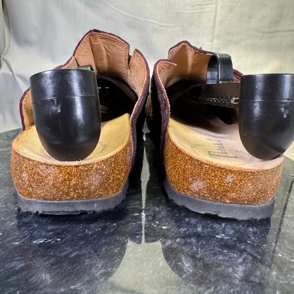 Think! Leather Clogs Maroon/Gold Women's EU 39/ 8.5 US - Picture 4 of 8